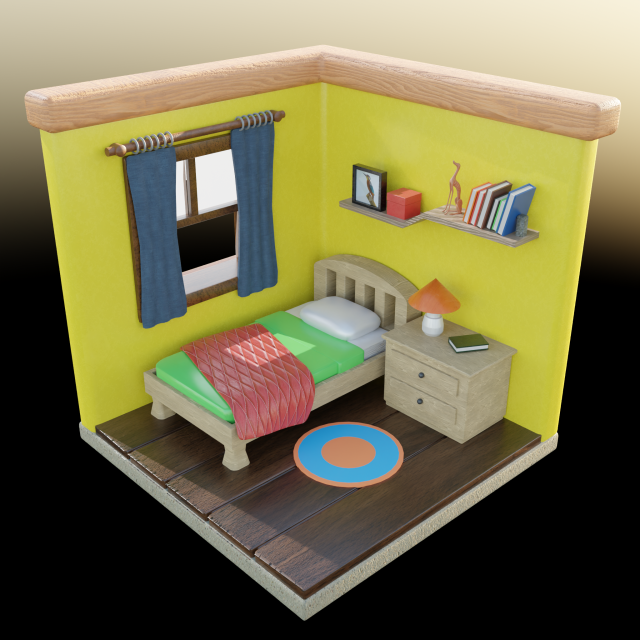 Isometric Bedroom Low poly Blend FBX OBJ Modèle 3D .c4d .max .obj .3ds .fbx .stl .blend 
