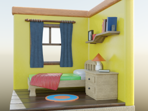 Isometric Bedroom Low poly Blend FBX OBJ Modèle 3D