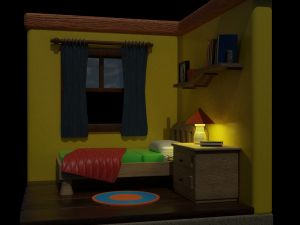 Isometric Bedroom Low poly Blend FBX OBJ Modèle 3D
