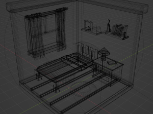 Isometric Bedroom Low poly Blend FBX OBJ Modèle 3D