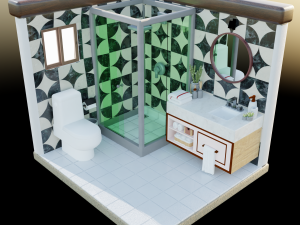 Isometric Bathroom Low poly Blend FBX OBJ Modello 3D