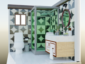 Isometric Bathroom Low poly Blend FBX OBJ 3D Model