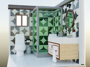 Isometric Bathroom Low poly Blend FBX OBJ 3D Model