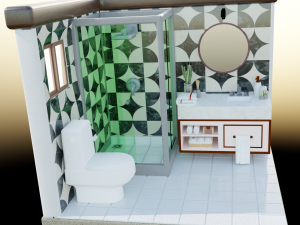 Isometric Bathroom Low poly Blend FBX OBJ 3D Model
