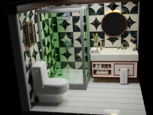 Isometric Bathroom Low poly Blend FBX OBJ 3D Model
