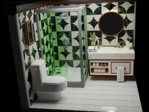 Isometric Bathroom Low poly Blend FBX OBJ 3D Model