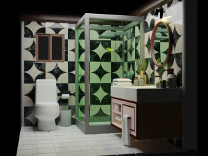 Isometric Bathroom Low poly Blend FBX OBJ 3D Model