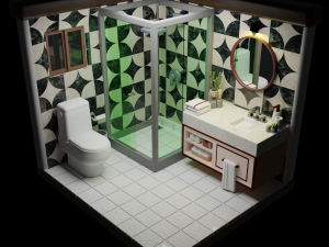 Isometric Bathroom Low poly Blend FBX OBJ 3D Model