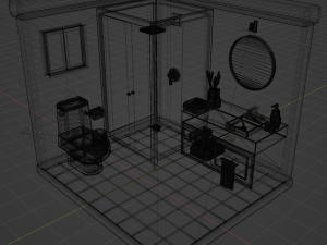 Isometric Bathroom Low poly Blend FBX OBJ 3D Model