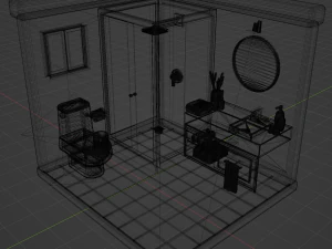 Isometric Bathroom Low poly Blend FBX OBJ 3D Model