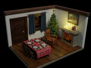 Isometric Christmas Room OBJ FBX 3D Model