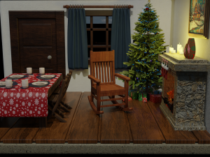 Isometric Christmas Room OBJ FBX Modèle 3D