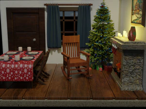 Isometric Christmas Room OBJ FBX 3D Model