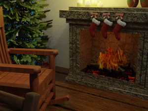 Isometric Christmas Room OBJ FBX 3D Model