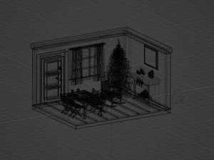 Isometric Christmas Room OBJ FBX 3D Model