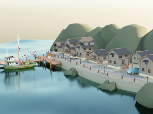 Fisherman's Village OBJ FBX 3D Modell