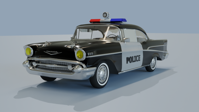 Chevrolet Belair Police OBJ FBX 3D Модель .c4d .max .obj .3ds .fbx .stl .blend 
