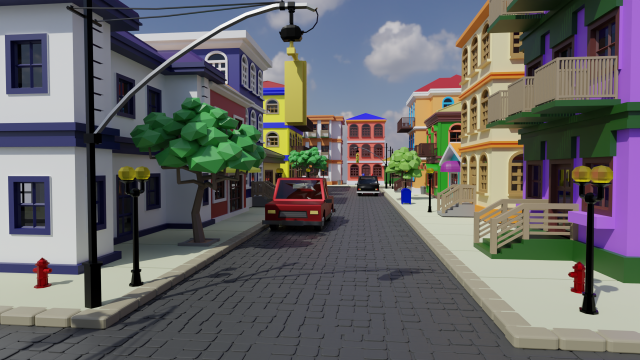 Old Street Low Poly OBJ FBX 3D मॉडल .c4d .max .obj .3ds .fbx .stl .blend 