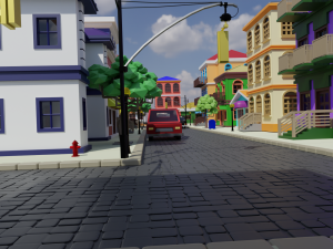 Old Street Low Poly OBJ FBX 3D मॉडल