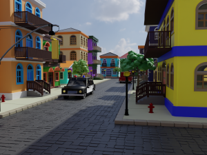 Old Street Low Poly OBJ FBX 3D मॉडल