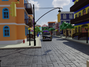 Old Street Low Poly OBJ FBX 3D मॉडल