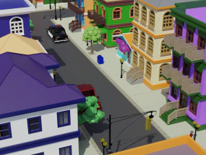 Old Street Low Poly OBJ FBX 3D Model