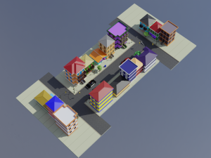 Old Street Low Poly OBJ FBX 3D मॉडल