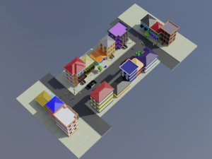Old Street Low Poly OBJ FBX 3D Model
