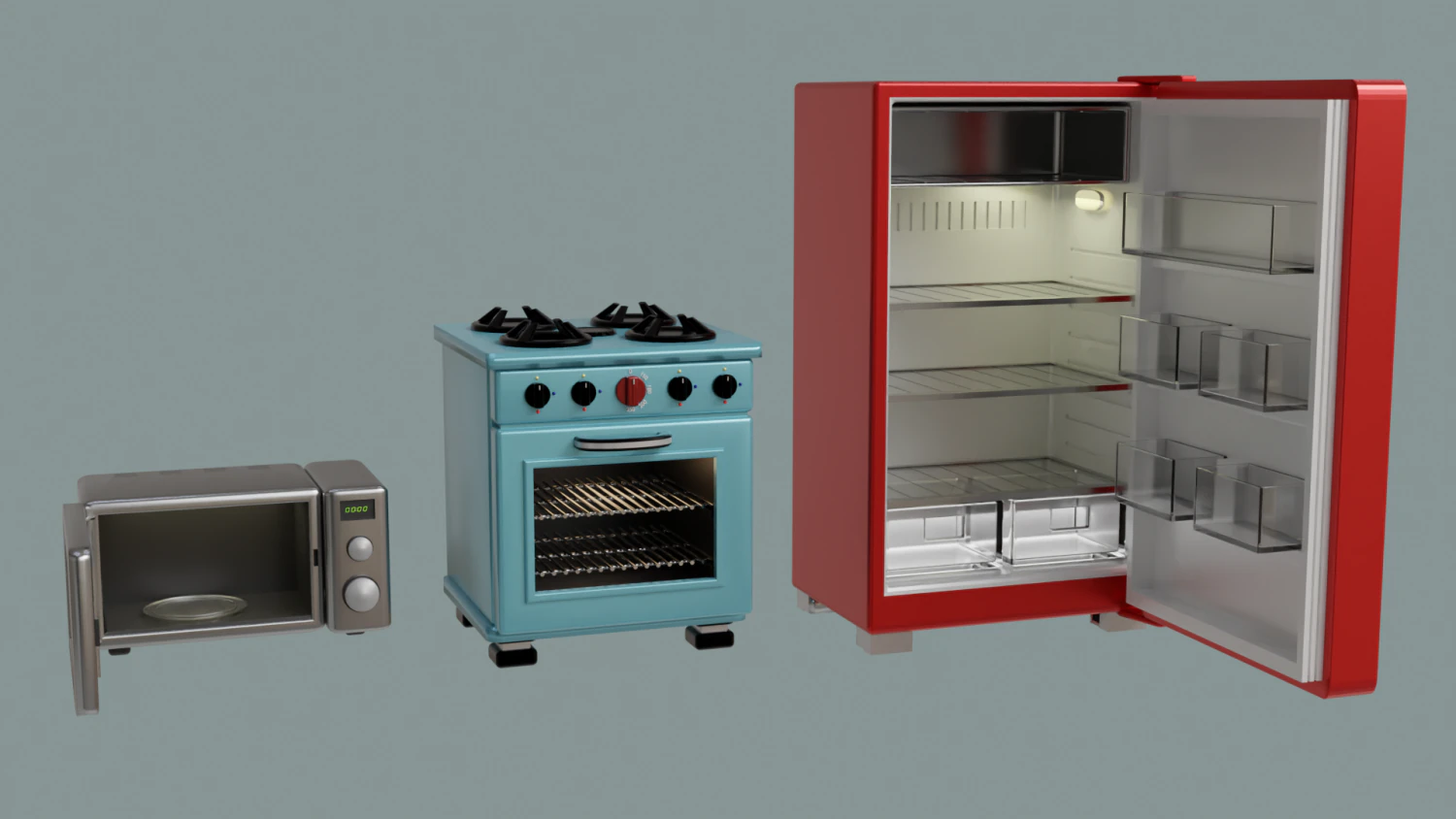 Kitchen Appliances OBJ FBX 3D Model .c4d .max .obj .3ds .fbx .stl .blend 