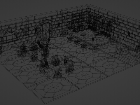 Medieval Tavern Low Poly 3D Model