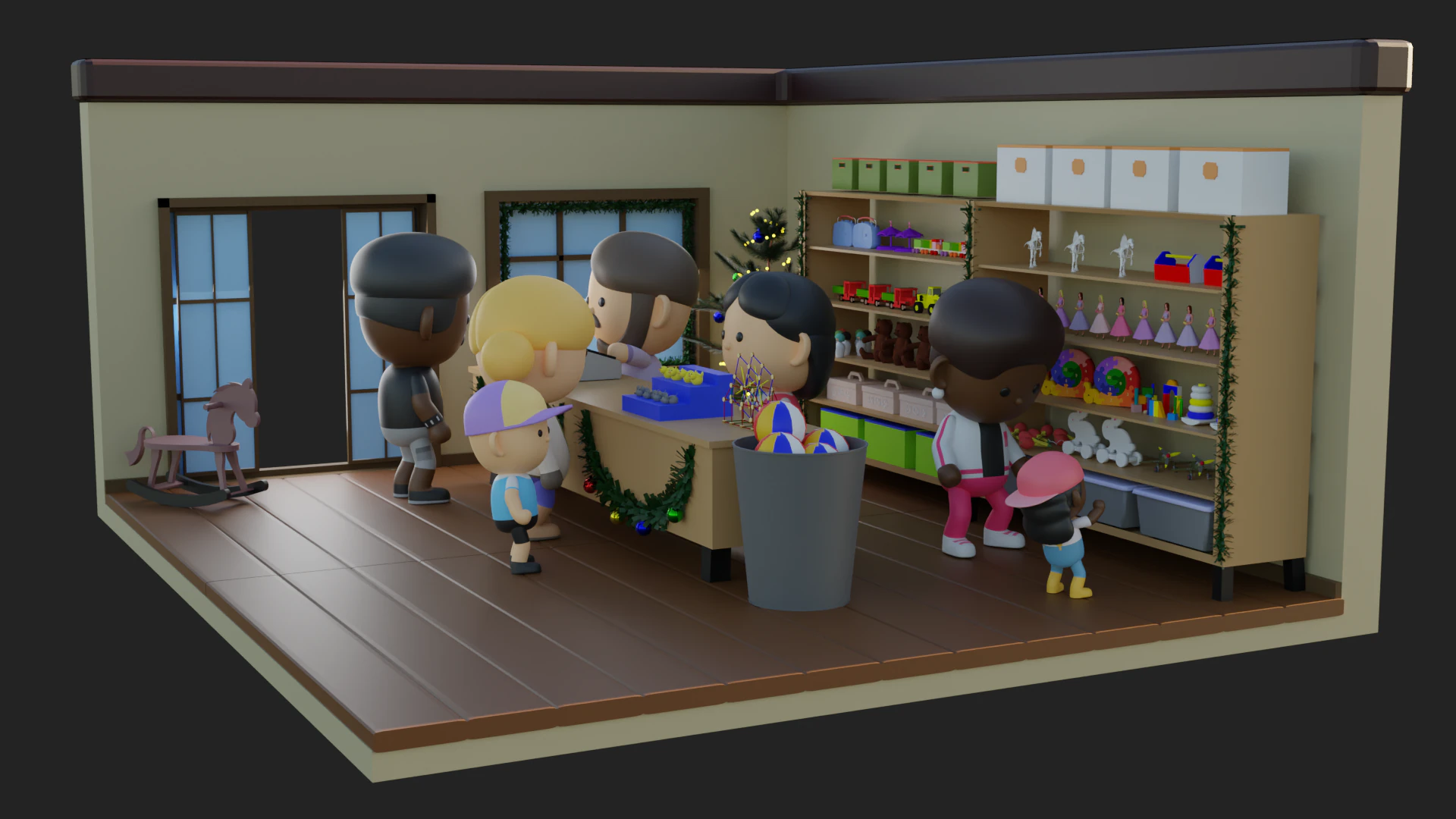 Chistmas Toy Store Low Poly 3D Model .c4d .max .obj .3ds .fbx .stl .blend 