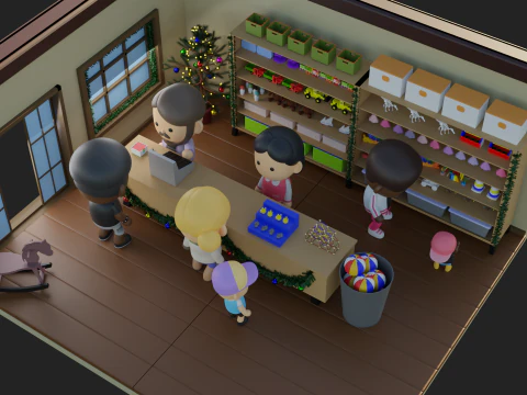 Chistmas Toy Store Low Poly 3D Model