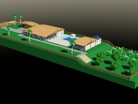 Country House Low Poly 3D-Modell
