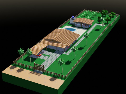 Country House Low Poly 3D-Modell