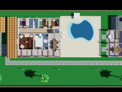 Country House Low Poly 3D-Modell