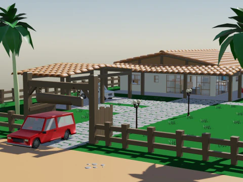 Country House Low Poly 3D Model
