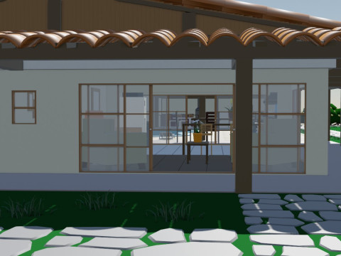 Country House Low Poly 3D-Modell