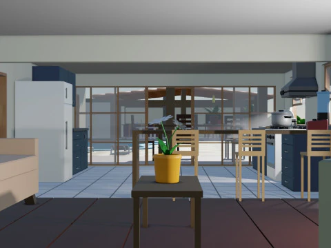 Country House Low Poly 3D Model