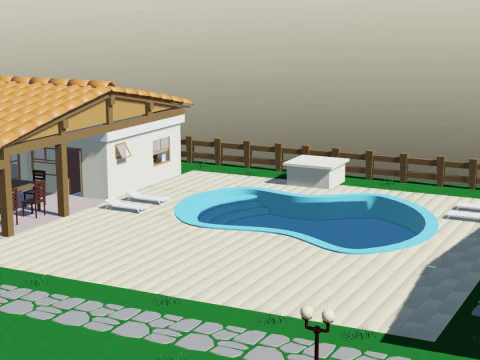 Country House Low Poly 3D Model
