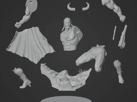 Myghtor Fantasy Warrior 3D Printable Figure in Parts 4artes3d 3D Print Model