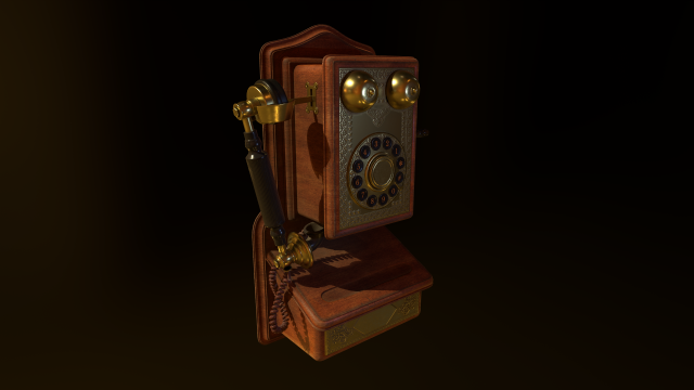 retro wall phone low-poly Model 3D .c4d .max .obj .3ds .fbx .stl .blend 
