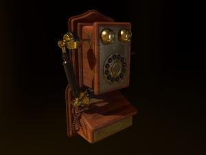 retro wall phone low-poly 3D 모델