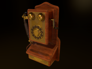retro wall phone low-poly Model 3D
