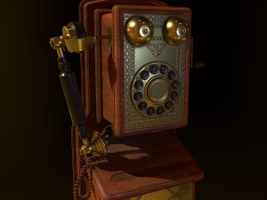 retro wall phone low-poly Model 3D