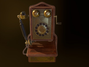 retro wall phone low-poly Model 3D