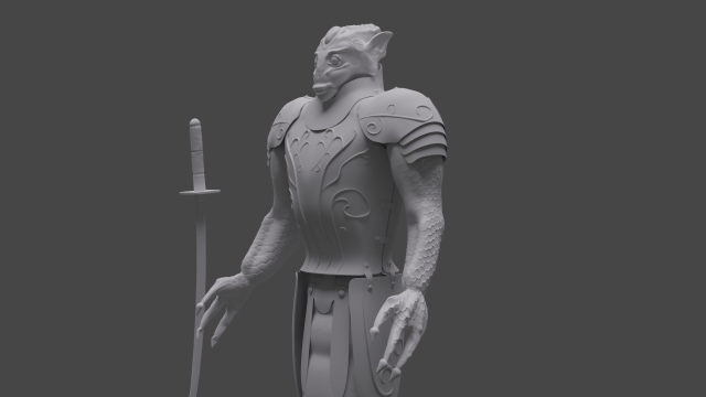 high poly serpent warrior 3D Model .c4d .max .obj .3ds .fbx .stl .blend 