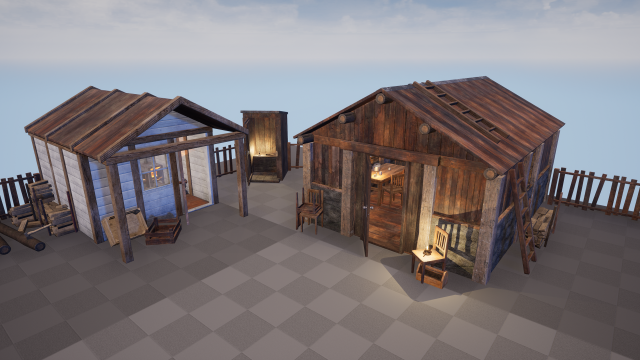 modular huts asset 3D मॉडल .c4d .max .obj .3ds .fbx .stl .blend 