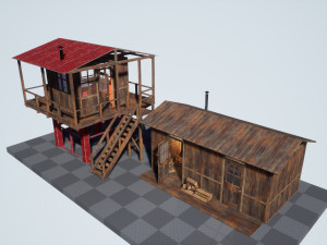modular watchtower and house Modello 3D