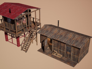 modular watchtower and house Modello 3D