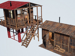 modular watchtower and house Modello 3D